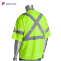 100% Polyester Birdseye Mesh Hi-vis Gelb T-Shirt Durable Sicherheitsarbeit Shirts Für Männer Mit 3 Mt Reflektierende Streifen EN20471